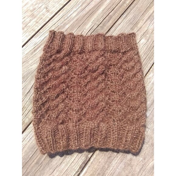 Handmade Womens Alpaca Loop Scarf Dickey Cowl Knit Neckwarmer Brown Gold Glitter - Picture 9 of 10